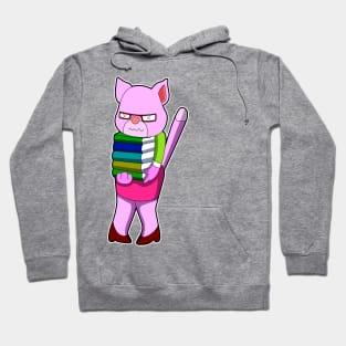 Cat as Teacher with Books & High heels Hoodie